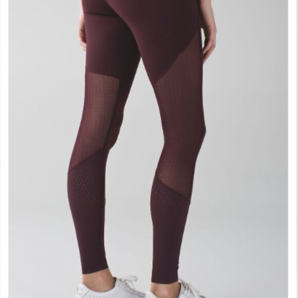 Lululemon Barre Star Leggings Yoga Athleisure Full-On Luon Bordeaux Drama Size 6 - Picture 1 of 5